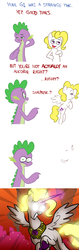 Size: 800x2521 | Tagged: safe, artist:willdrawforfood1, spike, surprise, alicorn, pony, ask surprise, g1, alicornified, evil grin, g1 to g4, generation leap, glowing, glowing eyes, grin, older, princess surprise, xk-class end-of-the-world scenario
