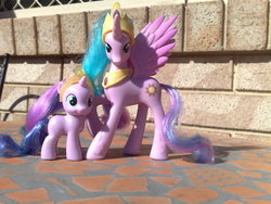 Size: 500x375 | Tagged: safe, princess celestia, star dreams, g4, brushable, female, irl, mother and child, mother and daughter, photo, pinklestia, toy