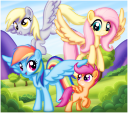 Size: 940x830 | Tagged: safe, artist:ctb-36, derpy hooves, fluttershy, rainbow dash, scootaloo, pegasus, pony, g4