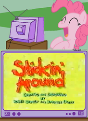 Size: 563x771 | Tagged: safe, pinkie pie, g4, exploitable meme, stickin' around, tv meme