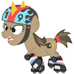 Size: 1000x1000 | Tagged: safe, artist:pageturner1988, hairpin turn, earth pony, pony, call of the cutie, g4, female, filly, foal, helmet, roller derby, roller skates, simple background, solo, transparent background, vector