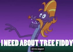 Size: 506x359 | Tagged: safe, edit, edited screencap, screencap, steven magnet, friendship is magic, g4, image macro, loch ness monster, male, solo, south park, tree fiddy