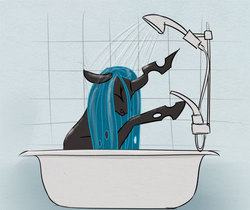 Size: 500x420 | Tagged: safe, artist:el-yeguero, queen chrysalis, g4, bathtub, female, solo