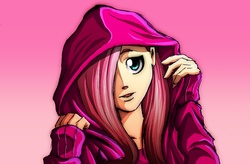 Size: 2532x1663 | Tagged: safe, artist:arucardpl, fluttershy, human, g4, clothes, female, hoodie, humanized, solo