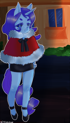 Size: 450x787 | Tagged: safe, artist:shickietan, rarity, anthro, g4, ambiguous facial structure, cape, christmas, clothes, female, solo
