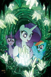 Size: 755x1147 | Tagged: safe, artist:tony fleecs, idw, rainbow dash, rarity, twilight sparkle, g4, official, comic, cover, crystal, no logo, textless