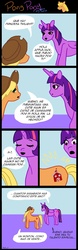 Size: 1026x3300 | Tagged: safe, artist:ah-hin, applejack, twilight sparkle, alicorn, pony, g4, comic, female, mare, spanish, translation, twilight sparkle (alicorn)