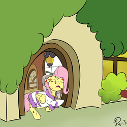 Size: 3600x3600 | Tagged: safe, artist:s8ansglory, fluttershy, g4, bathrobe, clothes, pony pox, robe, sick