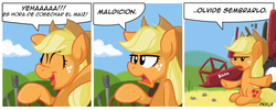 Size: 1750x700 | Tagged: safe, artist:epulson, applejack, g4, comic, spanish, translation