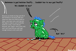 Size: 814x548 | Tagged: safe, artist:roodypoo, crystal pony, fluffy pony, pony, crying, stupidity