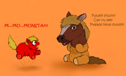 Size: 810x492 | Tagged: safe, artist:mr tiggly the wiggly walnut, fluffy pony, hoers mask, scared