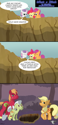 Size: 898x1920 | Tagged: safe, artist:wingwind, apple bloom, applejack, big macintosh, granny smith, scootaloo, sweetie belle, earth pony, pony, g4, comic, male, spanish, stallion, translation