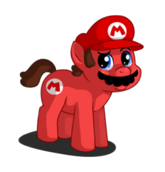 Size: 350x365 | Tagged: safe, artist:sklavenbrause, pony, cap, crossover, hat, male, mario, mario hat, mario's hat, nintendo, ponified, simple background, solo, super mario bros., transparent background
