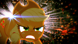 Size: 1920x1080 | Tagged: safe, artist:bronyyay123, applejack, g4, angry, lens flare, vector, wallpaper