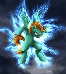 Size: 1575x1764 | Tagged: safe, artist:tails1000, lightning dust, g4, epic, female, lightning, solo