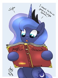 Size: 895x1200 | Tagged: safe, artist:joakaha, princess luna, g4, book, female, solo