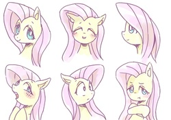 Size: 500x350 | Tagged: safe, artist:30clock, fluttershy, facial expressions, female, pixiv, solo