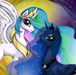 Size: 504x500 | Tagged: safe, artist:aliceinwonderland09, princess celestia, princess luna, g4, big eyes