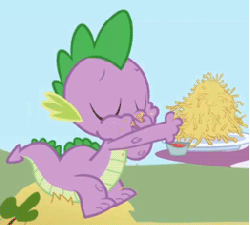 Size: 262x236 | Tagged: safe, screencap, spike, dragon, g4, the ticket master, animated, eating, hay fries, male, solo