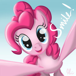 Size: 896x892 | Tagged: safe, artist:lolepopenon, pinkie pie, earth pony, pony, g4, female, looking at you, smiling, solo
