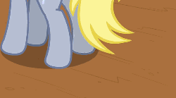 Size: 500x278 | Tagged: safe, screencap, derpy hooves, rainbow dash, pegasus, pony, g4, season 2, the last roundup, animated, animation error, butt, duo, falling, female, flying, frown, gif, gritted teeth, iron plot, mare, plot, pulling, sitting, wide eyes, wingless