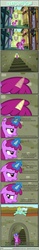 Size: 1063x6781 | Tagged: safe, artist:tritebristle, berry punch, berryshine, lyra heartstrings, comic:heartstrings, g4, comic, disguise, spider lyra