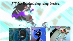 Size: 1280x720 | Tagged: safe, discord, king sombra, nightmare moon, queen chrysalis, g4, antagonist, crying, rest in peace, sad