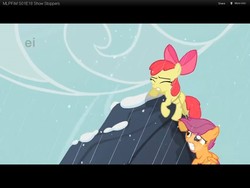 Size: 1024x768 | Tagged: safe, apple bloom, scootaloo, g4, animation error