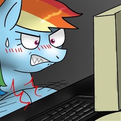 Size: 400x400 | Tagged: safe, artist:kushina13, rainbow dash, g4, angry, computer, female, solo