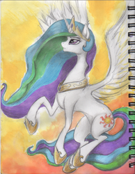 Size: 845x1087 | Tagged: safe, artist:benrusk, princess celestia, g4, female, solo, traditional art