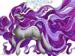 Size: 1024x765 | Tagged: safe, artist:fallenzephyr, nightmare rarity, g4, spoiler:comic, female, magic, nightmare grayity, solo, traditional art