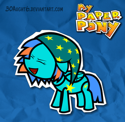 Size: 3766x3686 | Tagged: safe, artist:urpleb3atin, oc, oc only, commission, crossover, high res, my paper pony, paper mario, paper pony, parody, solo