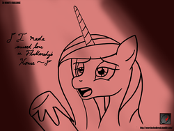 Size: 1500x1128 | Tagged: safe, artist:overclock, princess cadance, g4, drama, female, princess, singing, solo, spotlight