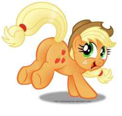 Size: 1280x1213 | Tagged: safe, artist:aleximusprime, applejack, g4, applebutt, bucking, butt, female, looking back, plot, simple background, solo, transparent background