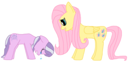 Size: 974x472 | Tagged: safe, artist:goodstnero, diamond tiara, fluttershy, g4, crying, cute, diamondbetes, hurt/comfort, kindness, sad