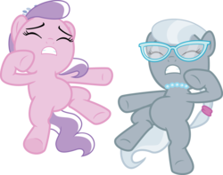 Size: 7649x6025 | Tagged: safe, artist:chezne, diamond tiara, silver spoon, earth pony, pony, g4, .ai available, absurd resolution, duo, duo female, eyes closed, female, filly, glasses, simple background, transparent background, vector