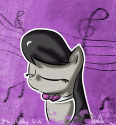 Size: 1280x1380 | Tagged: safe, artist:neko-me, octavia melody, earth pony, pony, g4, 30 minute art challenge, bust, eyes closed, female, mare, music notes, outline, portrait, solo