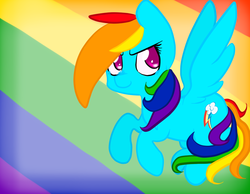 Size: 900x700 | Tagged: safe, artist:snowflakemakinoha111, rainbow dash, pegasus, pony, g4, abstract background, female, flying, mare, smiling, solo, spread wings, wings