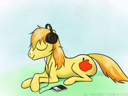 Size: 640x482 | Tagged: safe, artist:el-yeguero, braeburn, g4, headphones, ipod