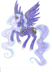 Size: 1700x2338 | Tagged: safe, artist:tygran-harrock, princess luna, g4, female, simple background, solo, traditional art