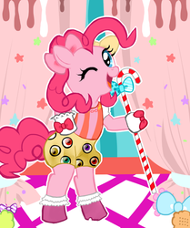 Size: 660x789 | Tagged: safe, artist:momo, pinkie pie, ask harajukupinkiepie, g4, cosplay, costume, cute, diapinkes, japanese, ponponpon