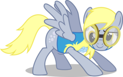 Size: 12761x8000 | Tagged: safe, alternate version, artist:chainchomp2, derpy hooves, pegasus, pony, g4, absurd resolution, clothes, female, goggles, mare, simple background, solo, spread wings, transparent background, uniform, vector, wings, wonderbolt trainee uniform