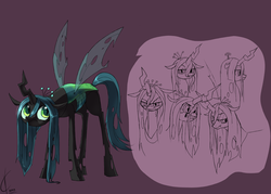 Size: 2800x2000 | Tagged: safe, artist:valcron, queen chrysalis, changeling, changeling queen, g4, crown, female, jewelry, regalia, sketch dump, solo