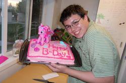 Size: 960x637 | Tagged: safe, pinkie pie, g4, birthday, brony, cake, glasses, swag