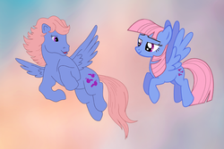 Size: 924x619 | Tagged: safe, artist:voodoo-tiki, wind whistler, pegasus, pony, g1, g4, comparison, female, flying, g1 to g4, generation leap, mare, self ponidox