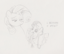 Size: 1000x851 | Tagged: safe, artist:willdrawforfood1, rarity, sweetie belle, g4, monochrome, sketch, traditional art