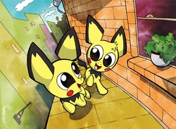 Size: 1000x733 | Tagged: safe, artist:willdrawforfood1, pichu, 2011, cute, description in comments, pichu bros., pokémon, ponified