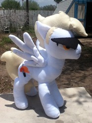Size: 500x667 | Tagged: safe, artist:ragefulrainbowdrinker, pegasus, pony, dirk strider, homestuck, irl, outdoors, photo, plushie, ponified, solo, sunglasses