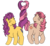 Size: 1454x1340 | Tagged: safe, bon bon (g1), patch (g1), earth pony, pony, g1, my little pony tales, eyes closed, female, intertwined tails, simple background, transparent background