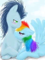 Size: 774x1032 | Tagged: safe, artist:reazythecat, rainbow dash, soarin', g4, female, male, ship:soarindash, shipping, straight